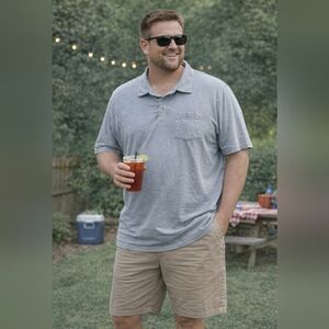 George Men's Heather Gray Pocket Polo Big And Tall Size 3XL